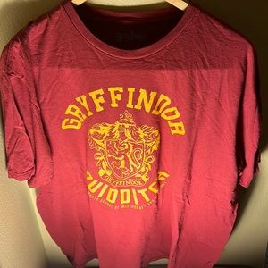 Harry Potter Men’s Gryffindor Quidditch w/Crest Tee Color Burgundy Size XXL